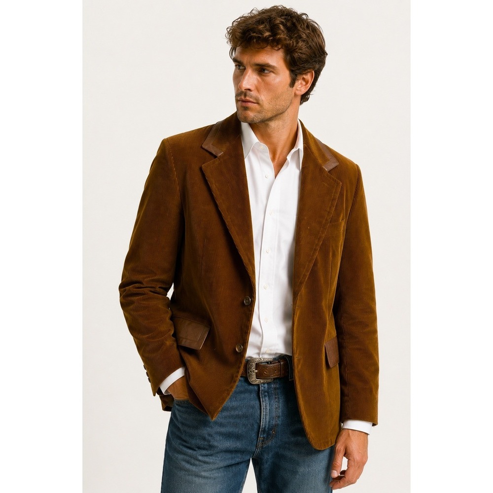VTG 70s Cresco by Puritan Corduroy Blazer Mens 46 Brown Western Sport Coat